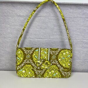Vera Bradley Brown Yellow Floral Knot‎ Just A Clutch Sittin In A Tree Clutch Bag